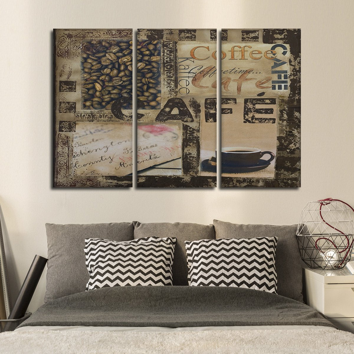 Cafe Collage Multi Panel Canvas Wall Art