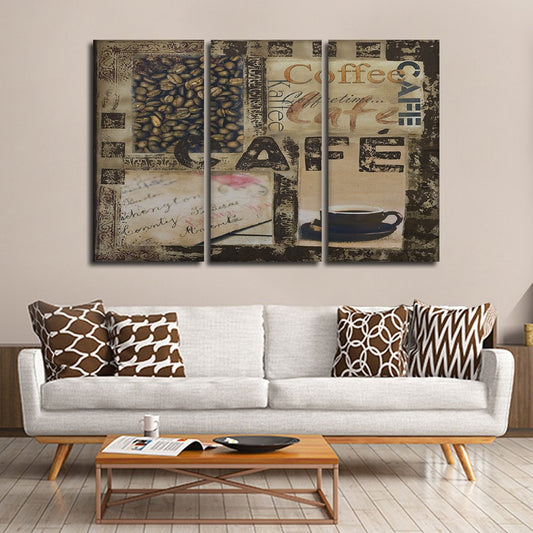 Cafe Collage Multi Panel Canvas Wall Art