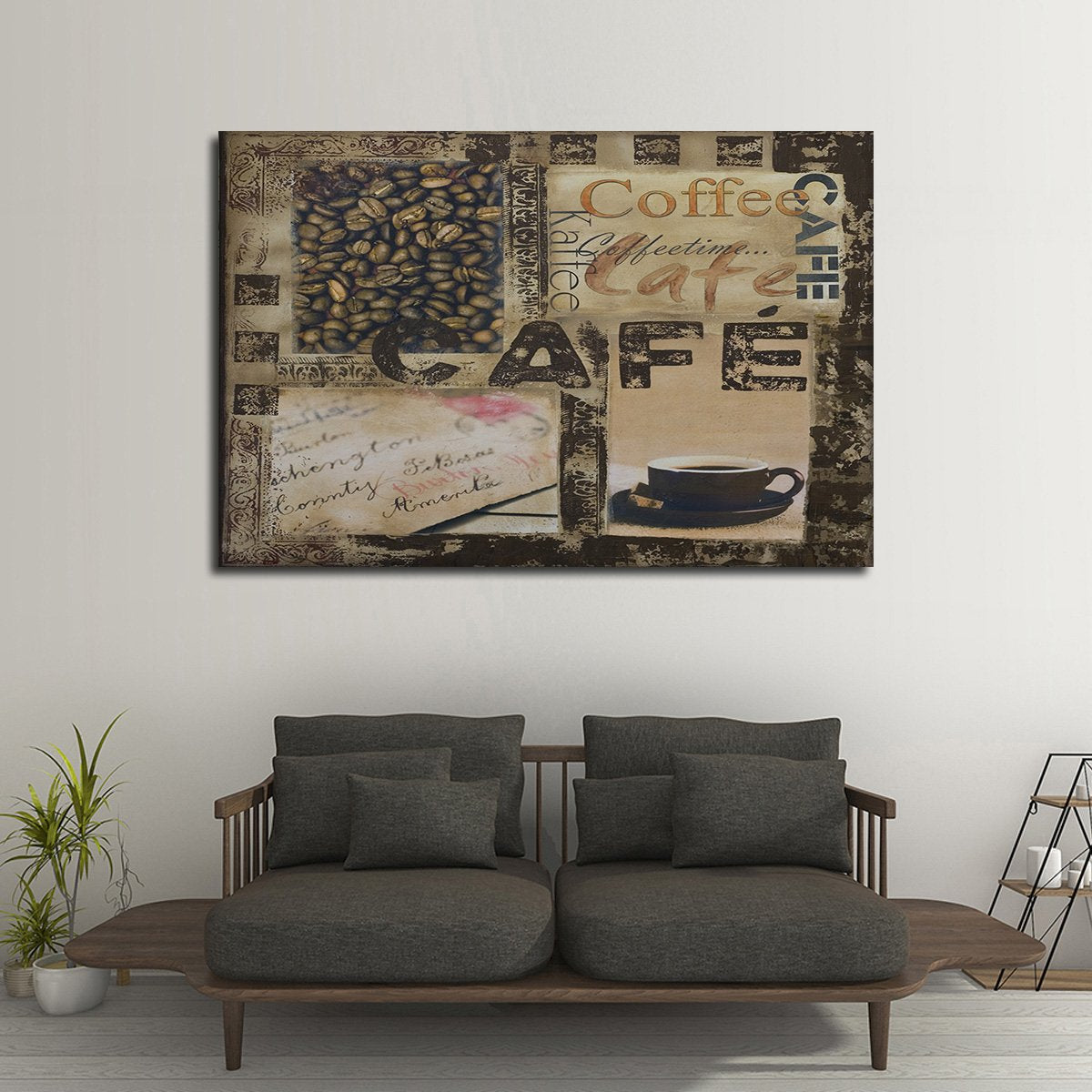 Cafe Collage Multi Panel Canvas Wall Art