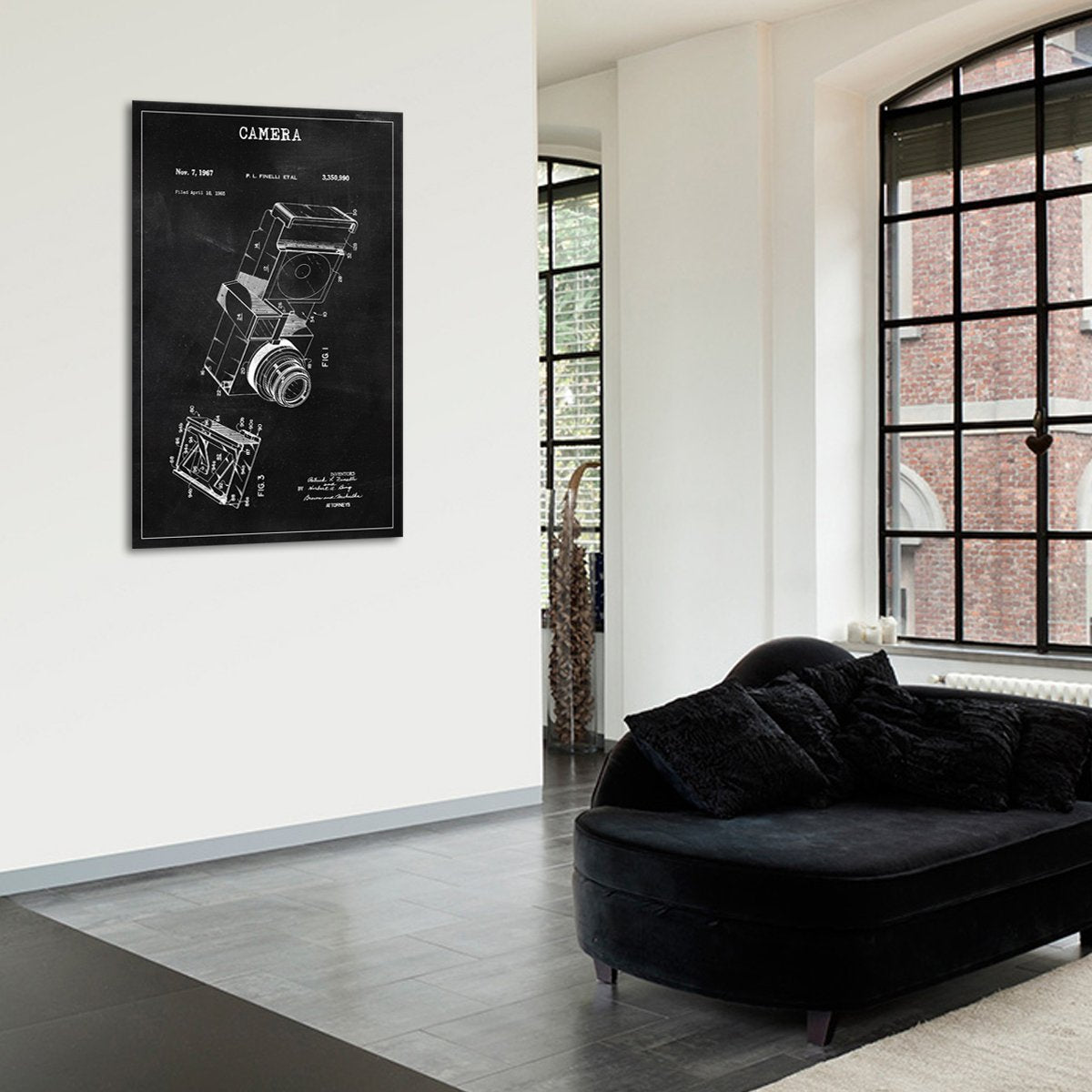 Camera Patent BW Canvas Wall Art