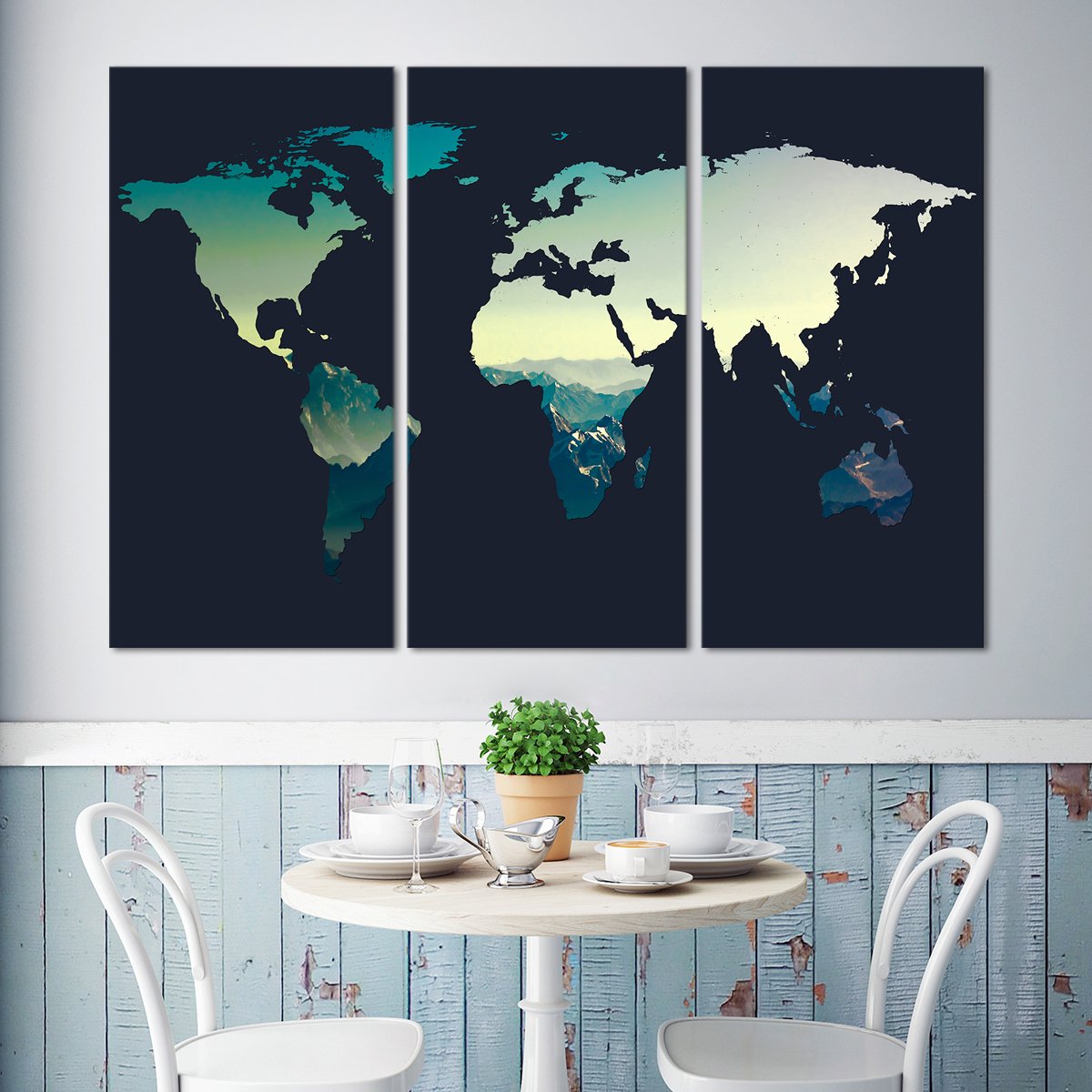 Canyon World Map Multi Panel Canvas Wall Art