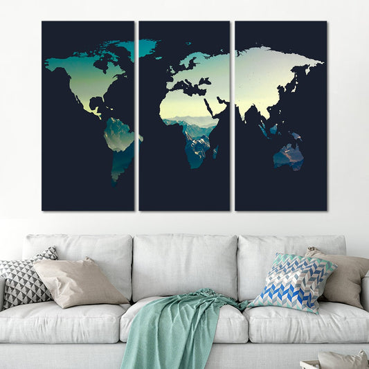 Canyon World Map Multi Panel Canvas Wall Art