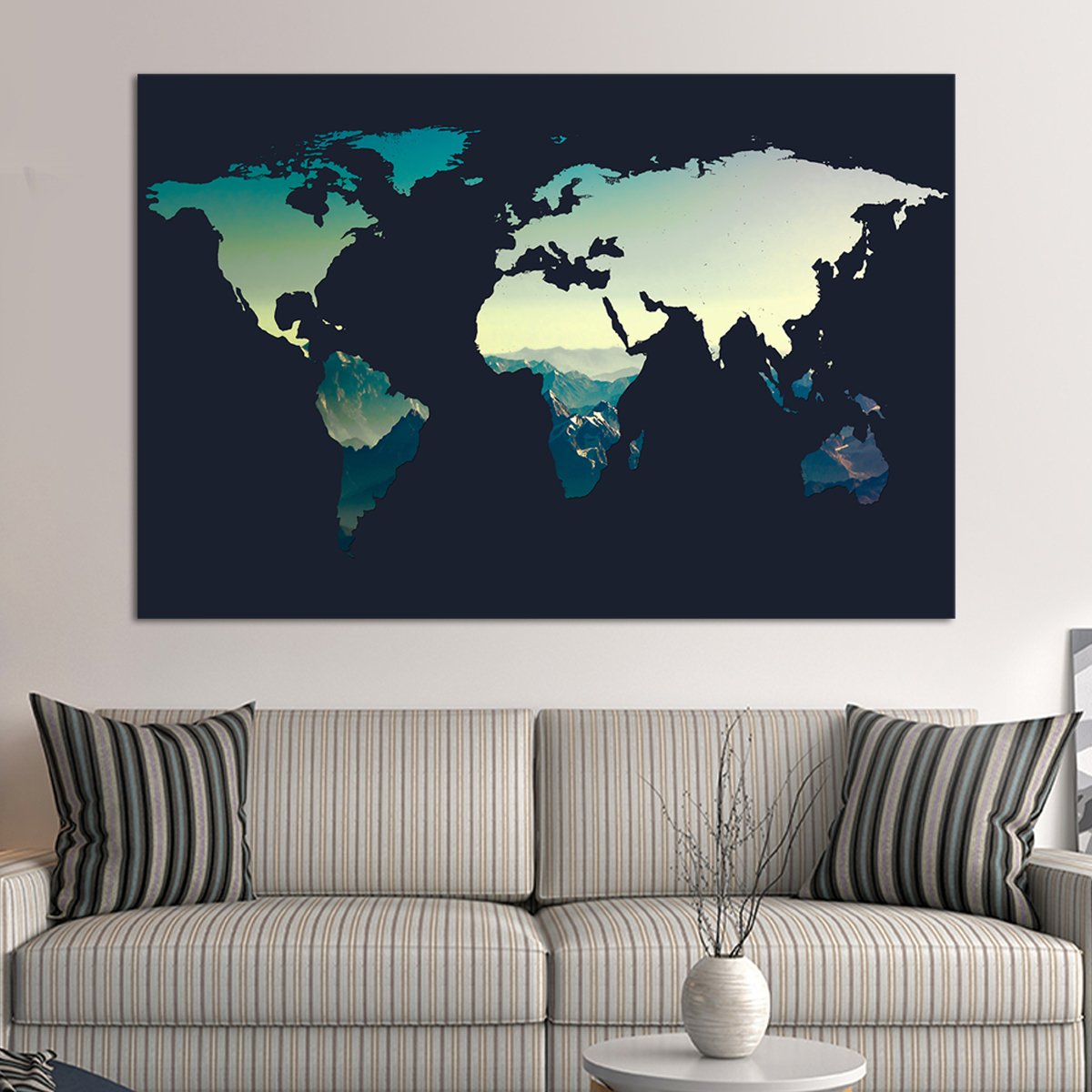 Canyon World Map Multi Panel Canvas Wall Art