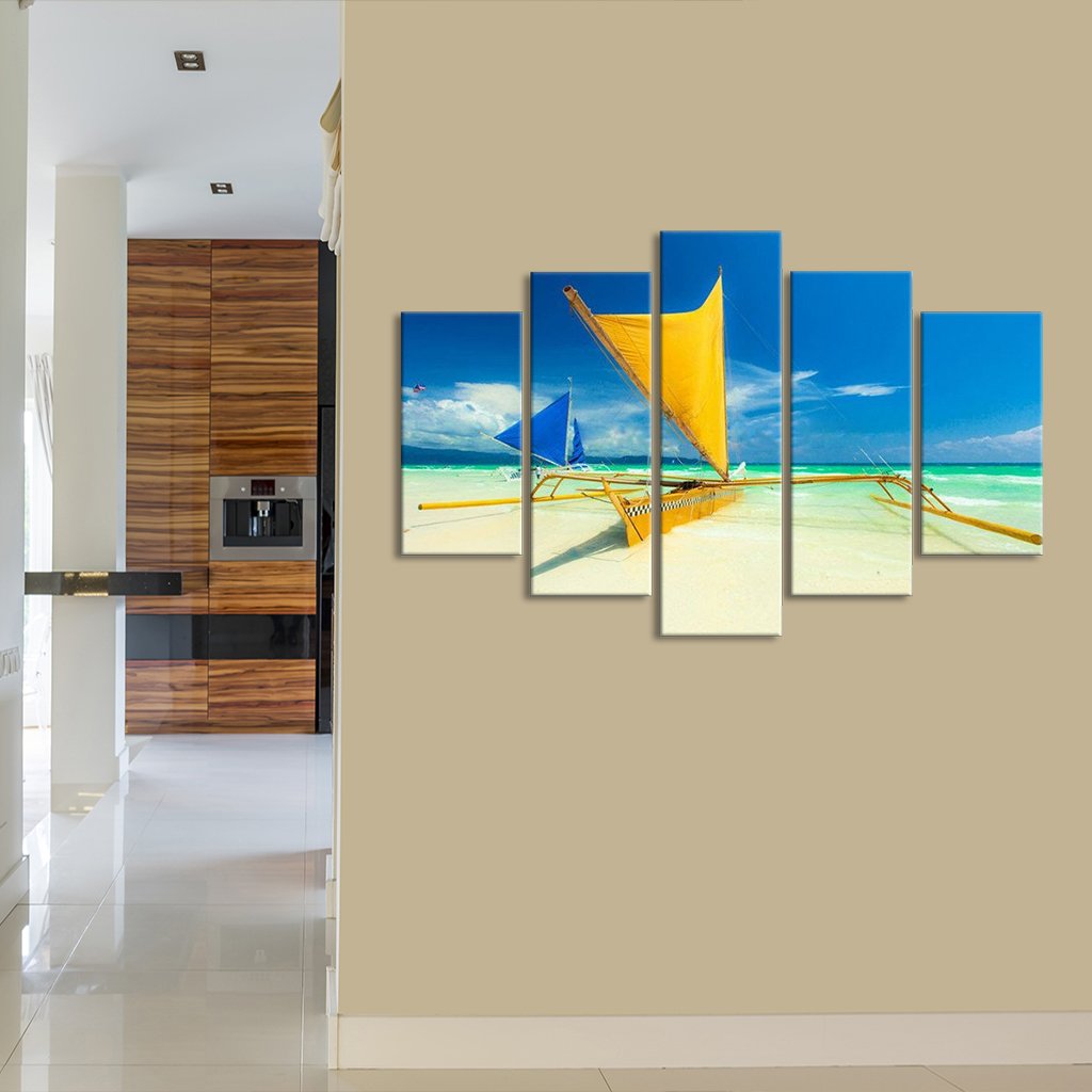Caribbean Catamaran Multi Panel Canvas Wall Art