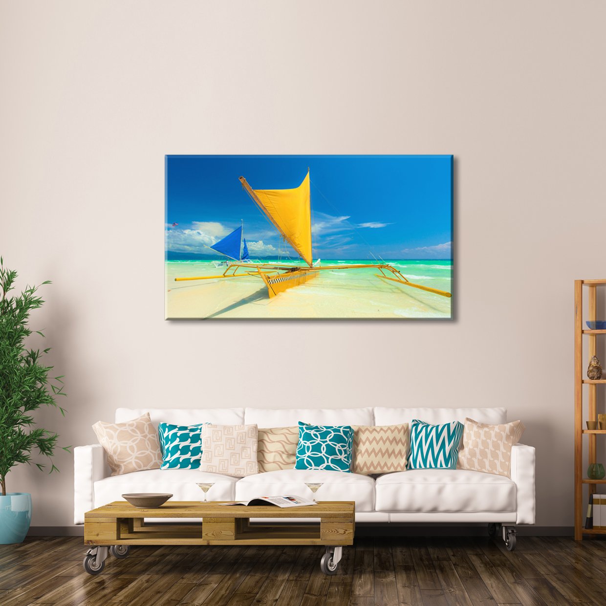 Caribbean Catamaran Multi Panel Canvas Wall Art