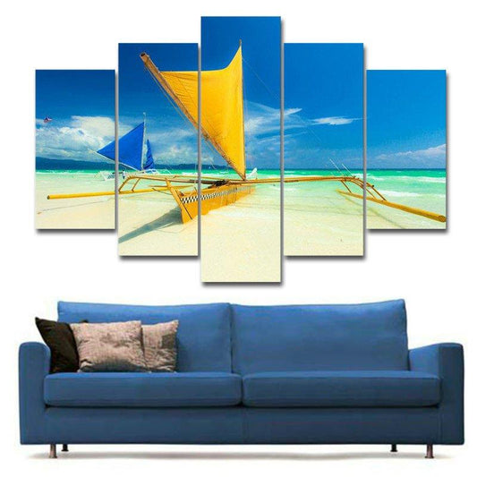 Caribbean Catamaran Multi Panel Canvas Wall Art