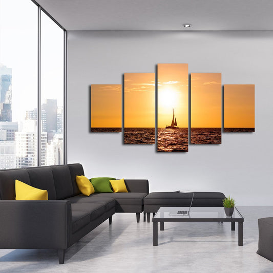 Caribbean Sunset Multi Panel Canvas Wall Art