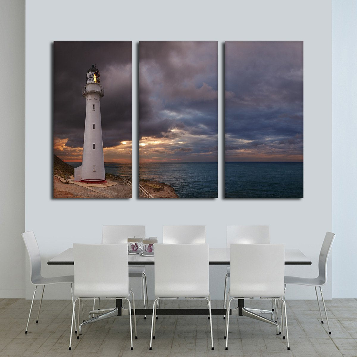 Castle Point Lighthouse Multi Panel Canvas Wall Art