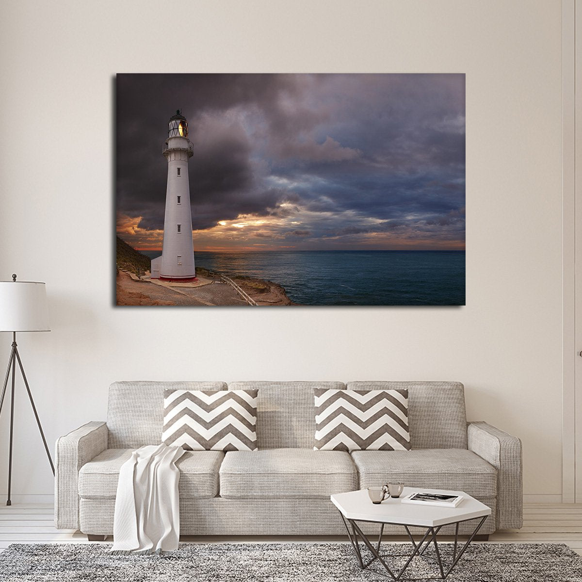 Castle Point Lighthouse Multi Panel Canvas Wall Art
