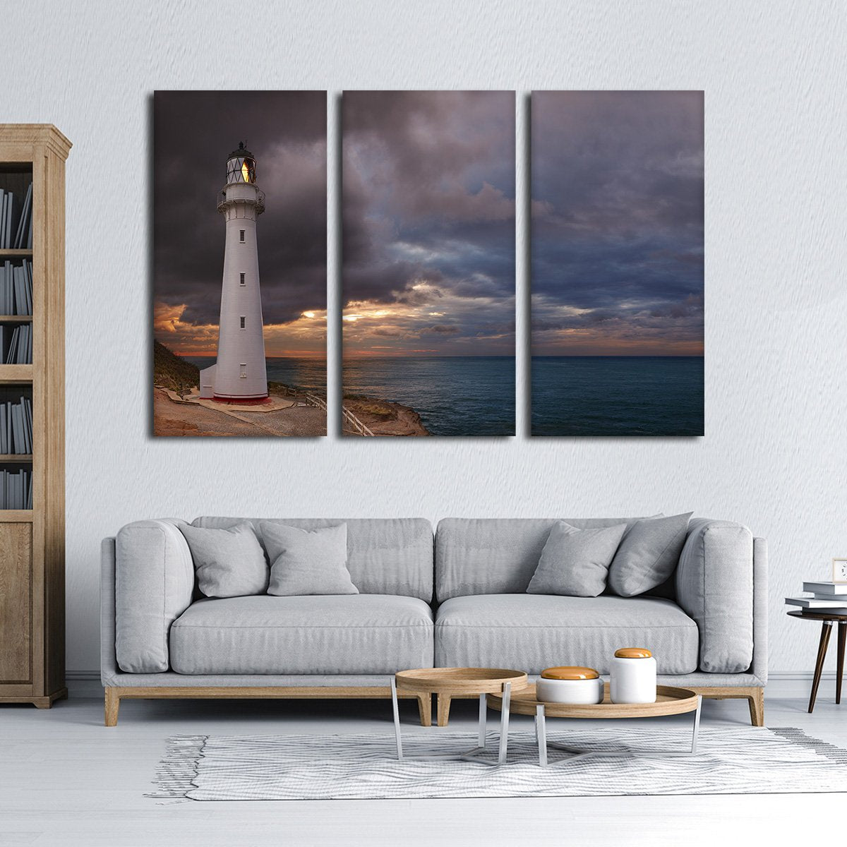 Castle Point Lighthouse Multi Panel Canvas Wall Art