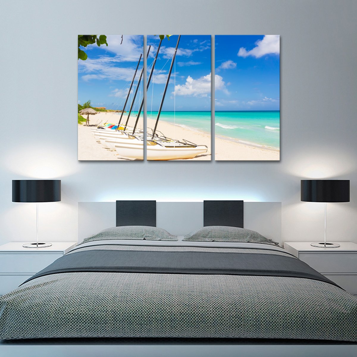 Catamarans At Saint Martin Multi Panel Canvas Wall Art