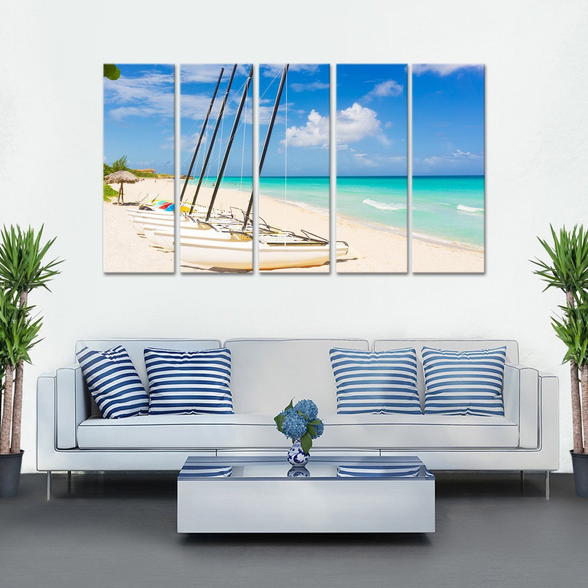 Catamarans At Saint Martin Multi Panel Canvas Wall Art