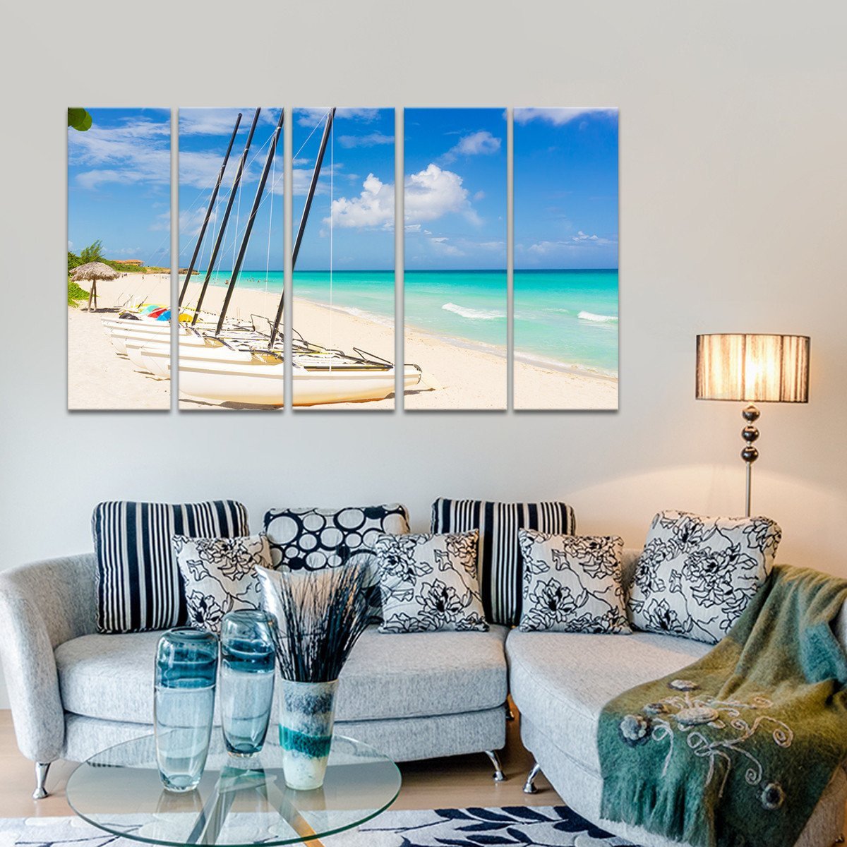 Catamarans At Saint Martin Multi Panel Canvas Wall Art