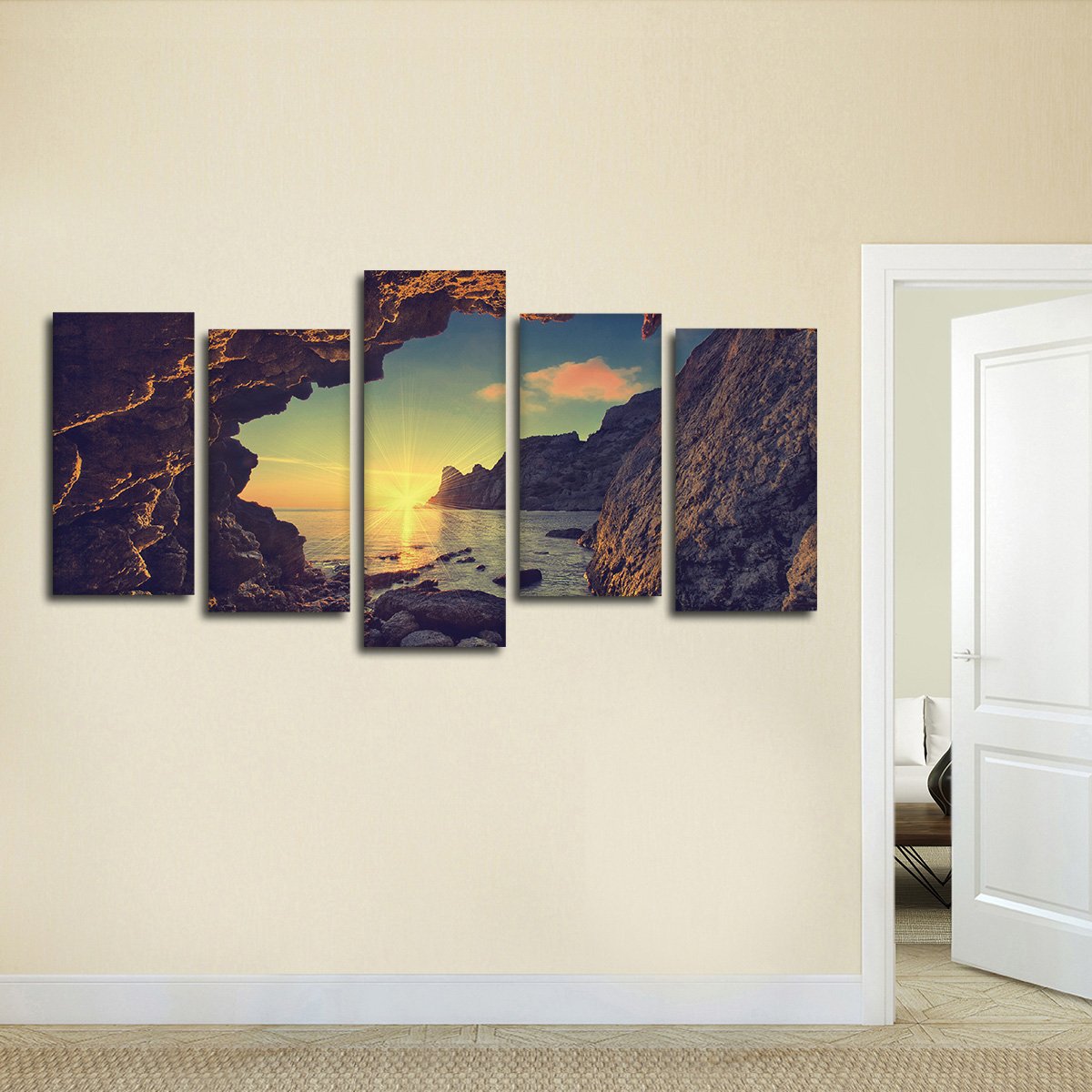 Cave Sunset Multi Panel Canvas Wall Art