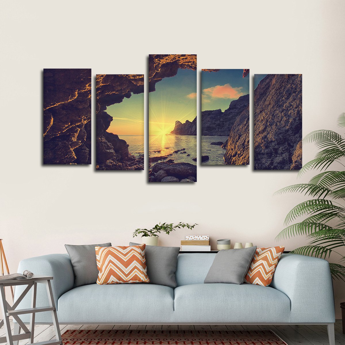 Cave Sunset Multi Panel Canvas Wall Art