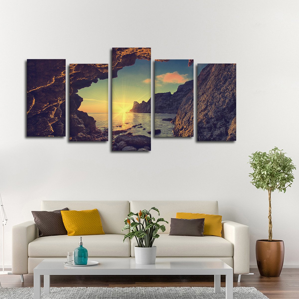 Cave Sunset Multi Panel Canvas Wall Art