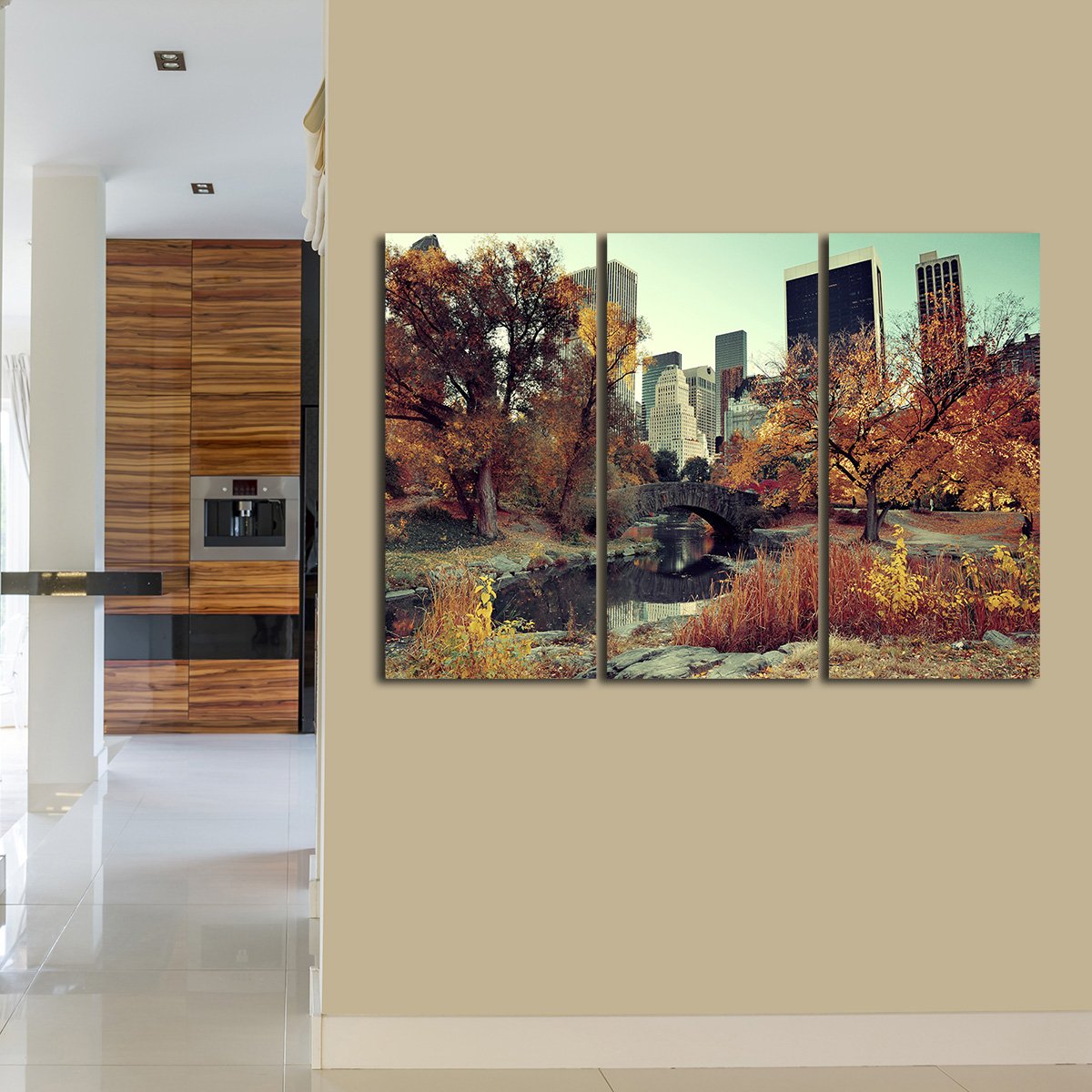 Central Park Autumn Multi Panel Canvas Wall Art