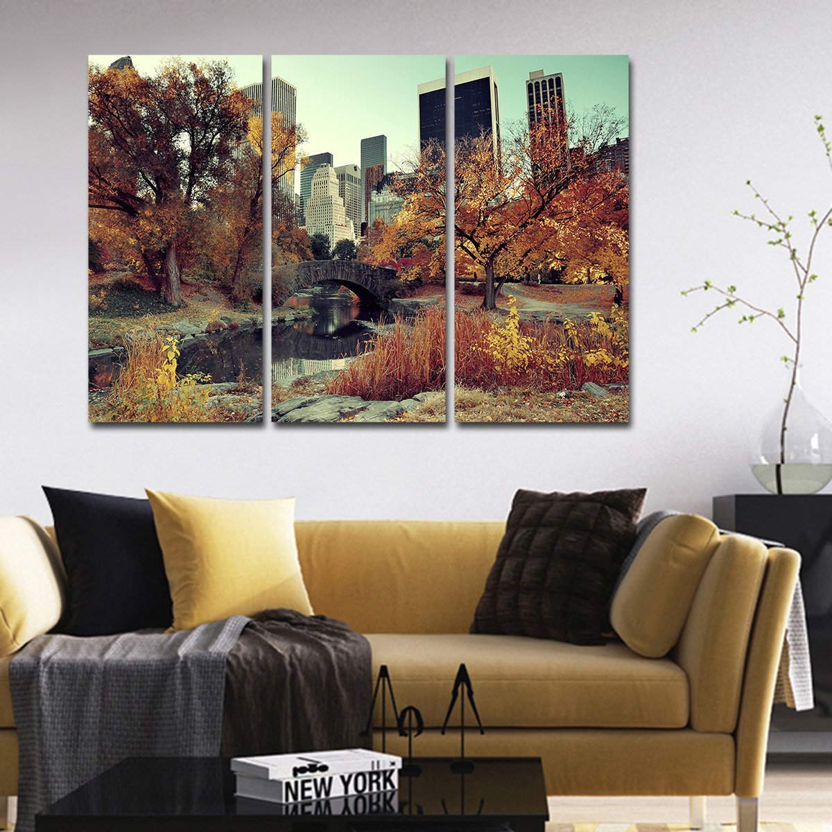 Central Park Autumn Multi Panel Canvas Wall Art