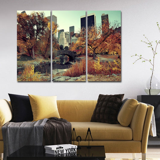Central Park Autumn Multi Panel Canvas Wall Art