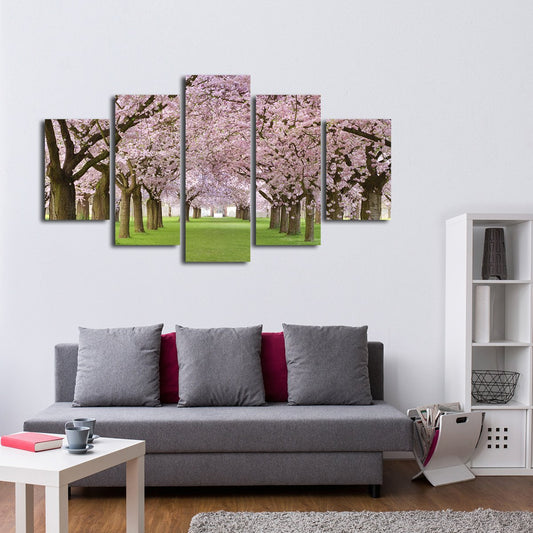 Cherry Blossom Trees Multi Panel Canvas Wall Art