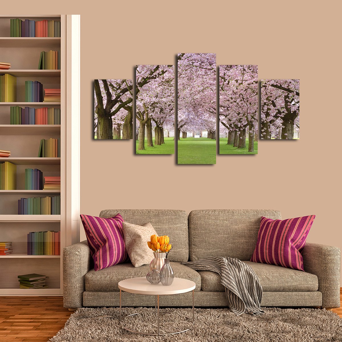 Cherry Blossom Trees Multi Panel Canvas Wall Art