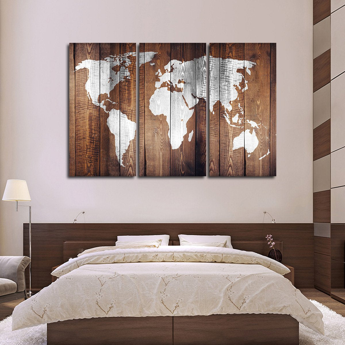 Chestnut World Map Multi Panel Canvas Wall Art