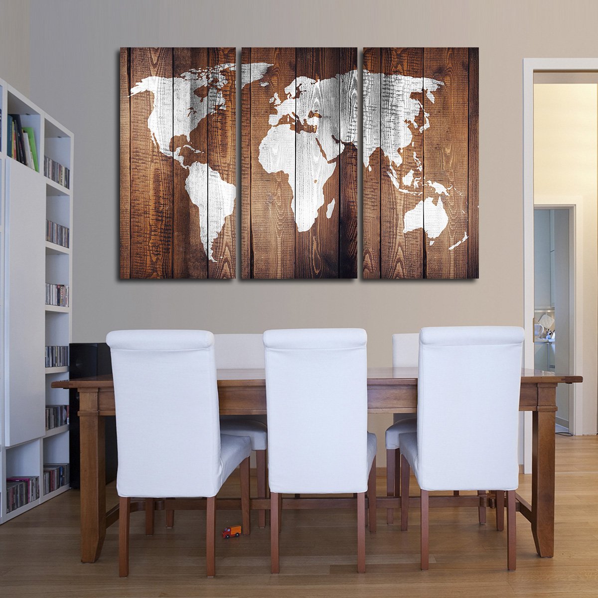 Chestnut World Map Multi Panel Canvas Wall Art