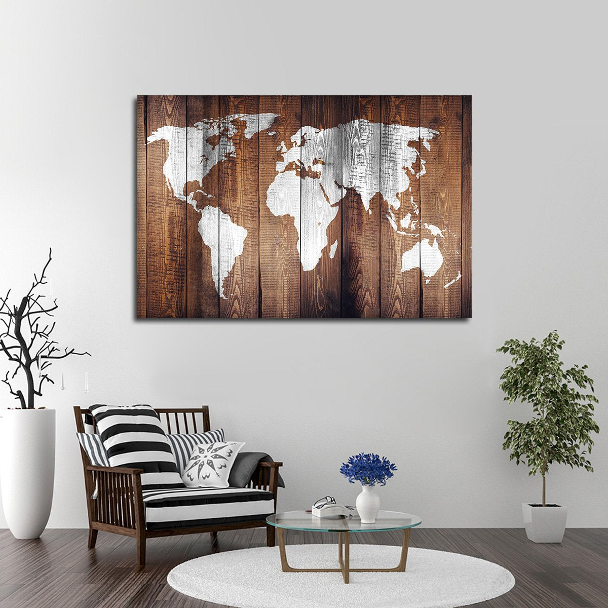 Chestnut World Map Multi Panel Canvas Wall Art