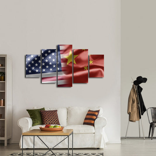 China Meets the USA Multi Panel Canvas Wall Art
