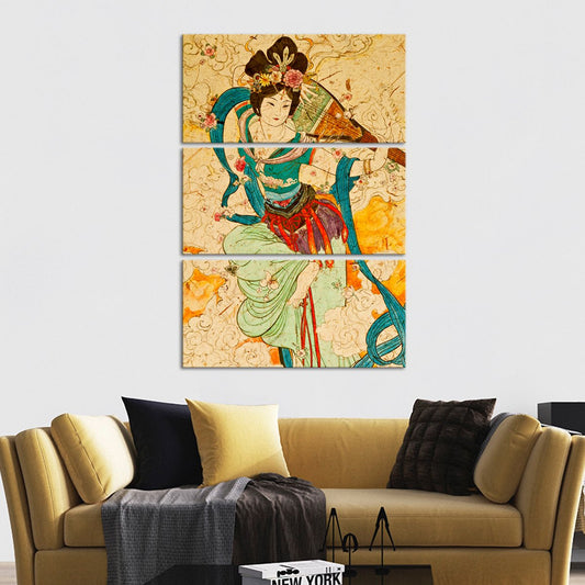 Chinese Musician Multi Panel Canvas Wall Art