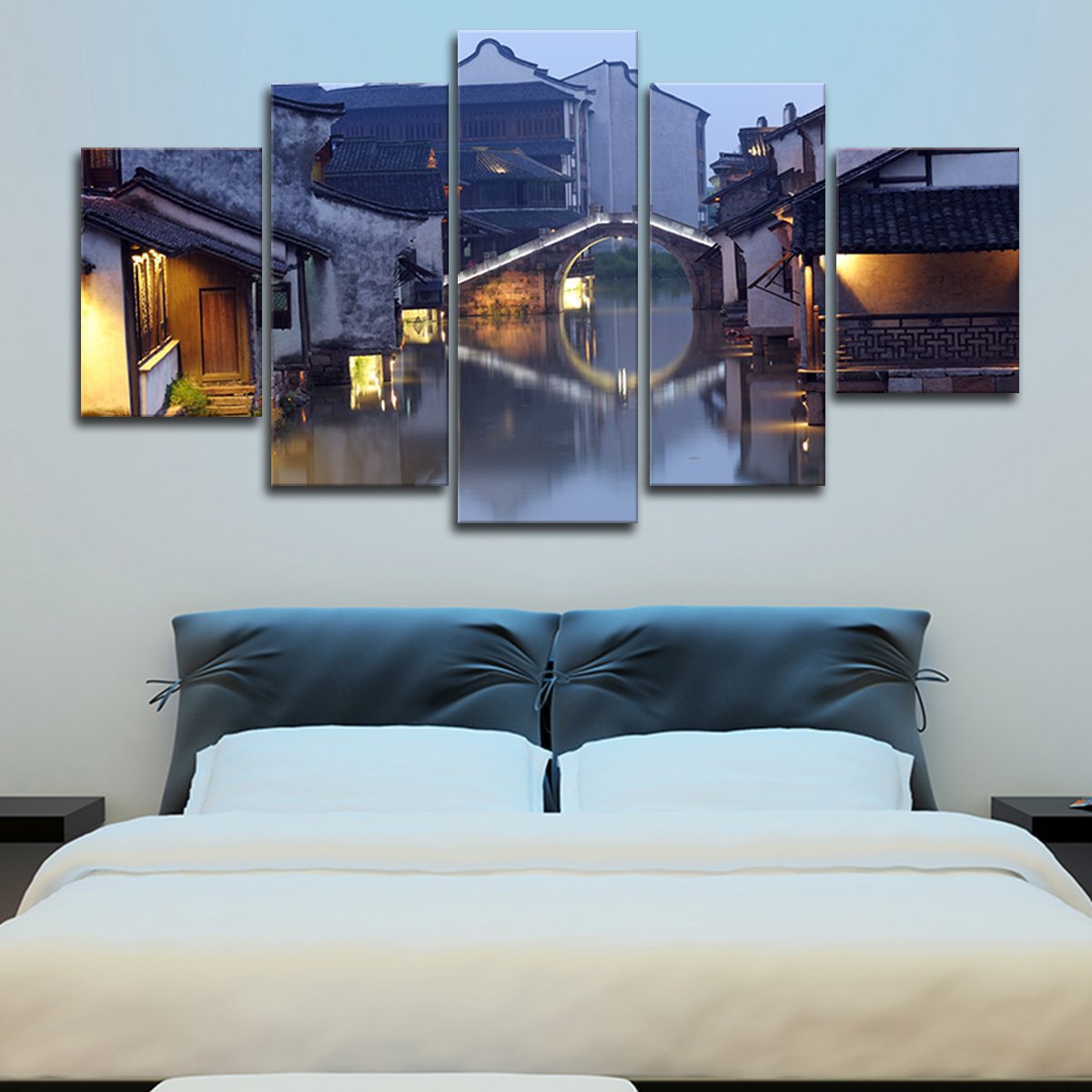 Chinese Village Multi Panel Canvas Wall Art