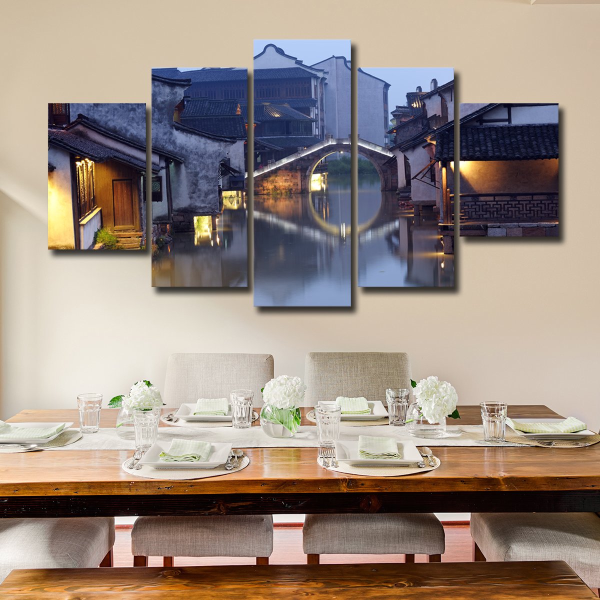 Chinese Village Multi Panel Canvas Wall Art