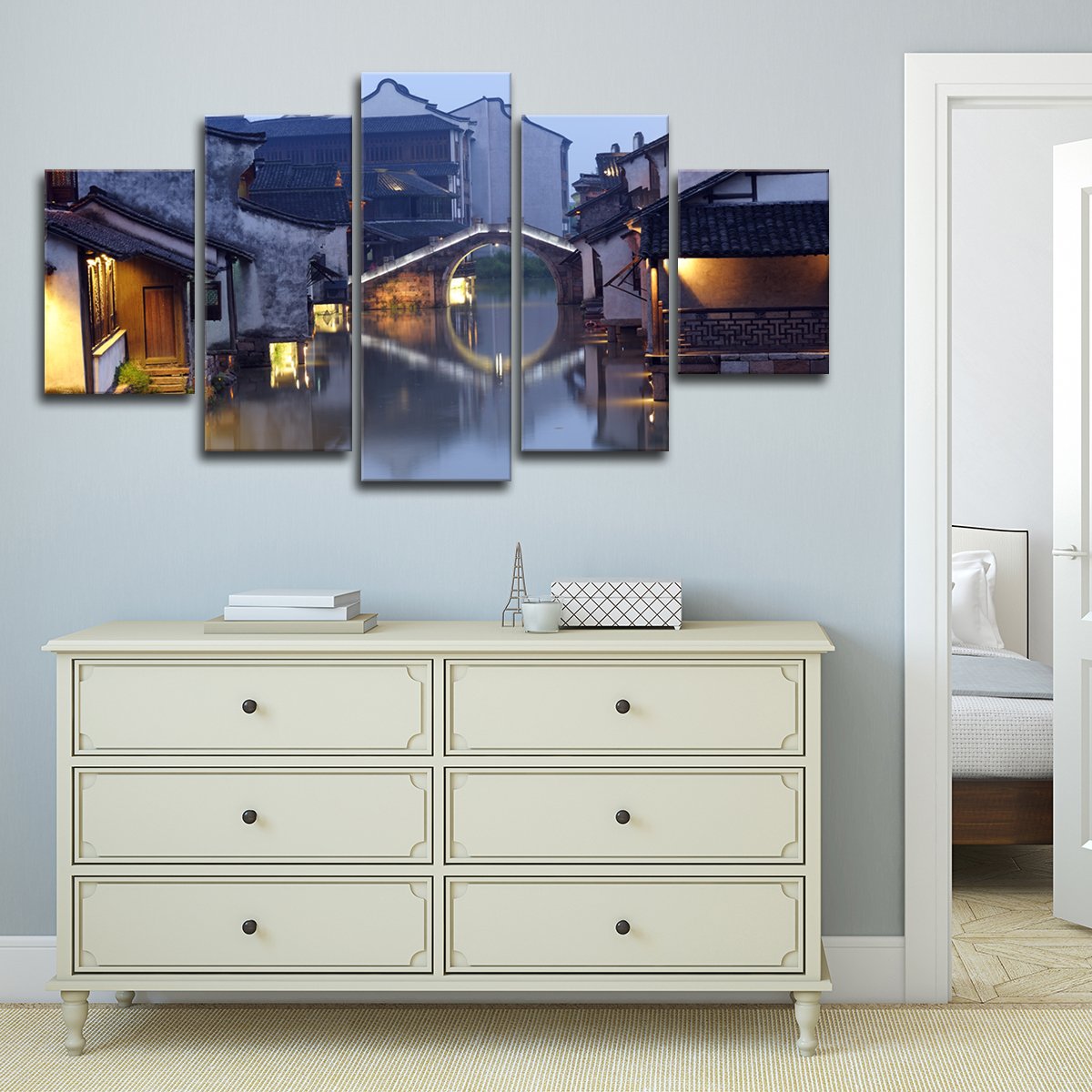 Chinese Village Multi Panel Canvas Wall Art