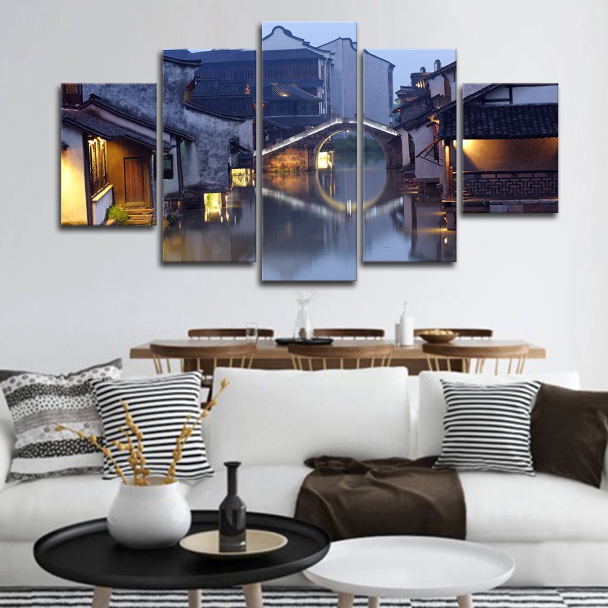 Chinese Village Multi Panel Canvas Wall Art