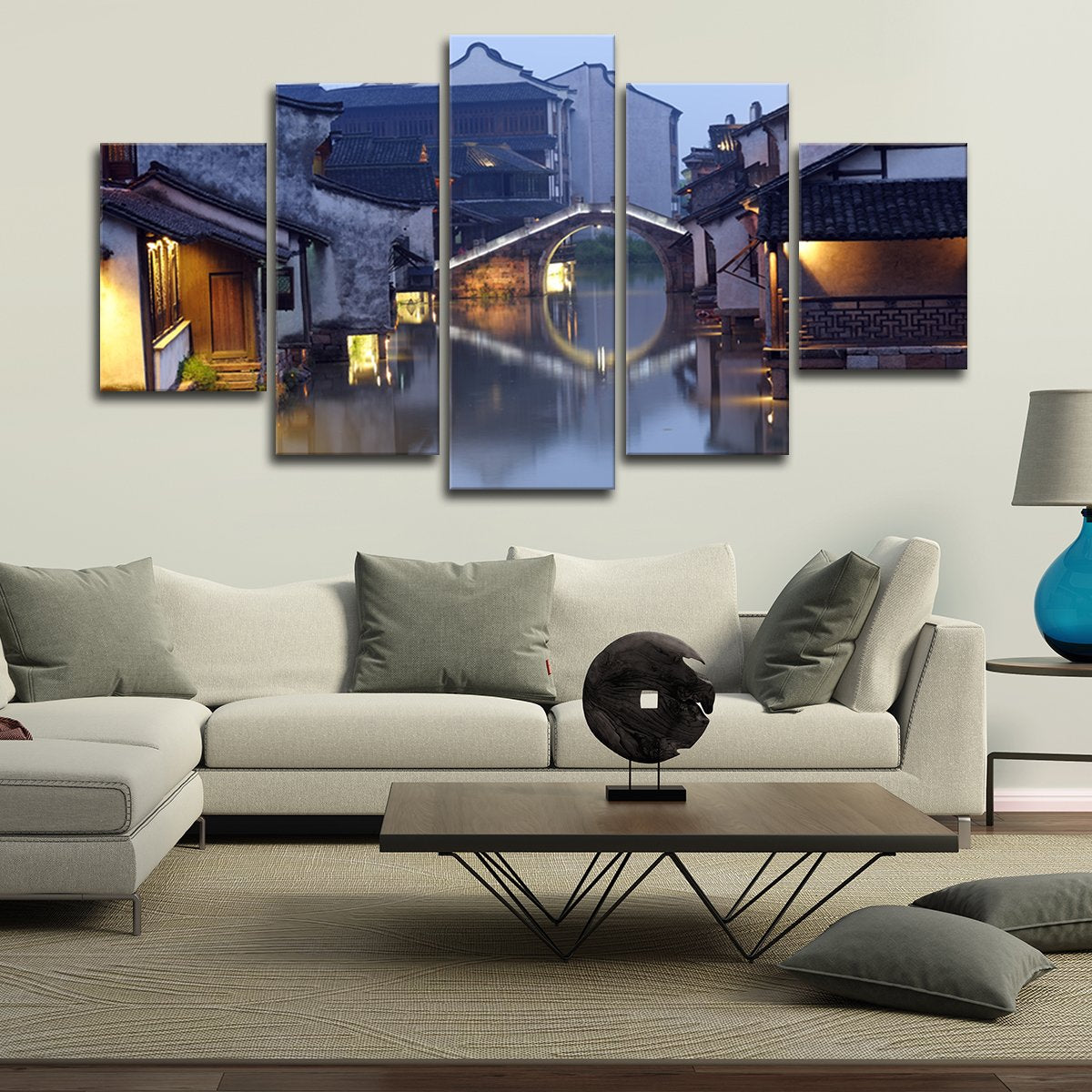 Chinese Village Multi Panel Canvas Wall Art