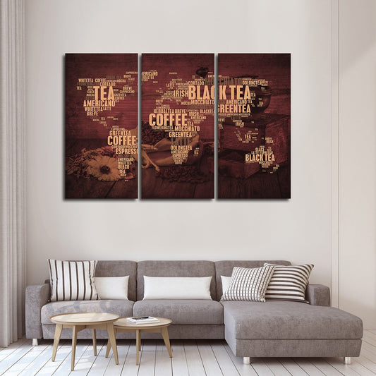 Coffee And Tea World Multi Panel Canvas Wall Art