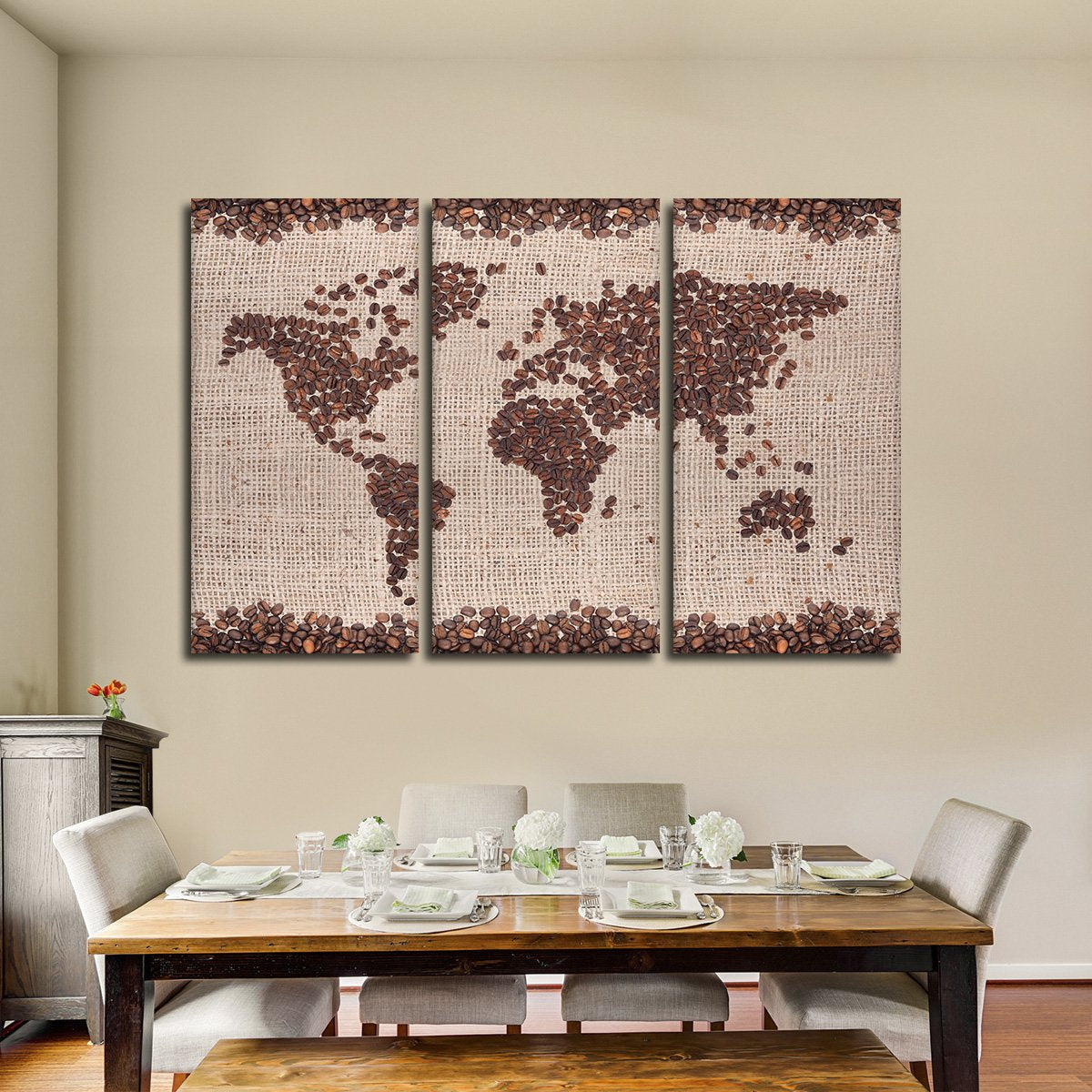 Coffee Map Multi Panel Canvas Wall Art