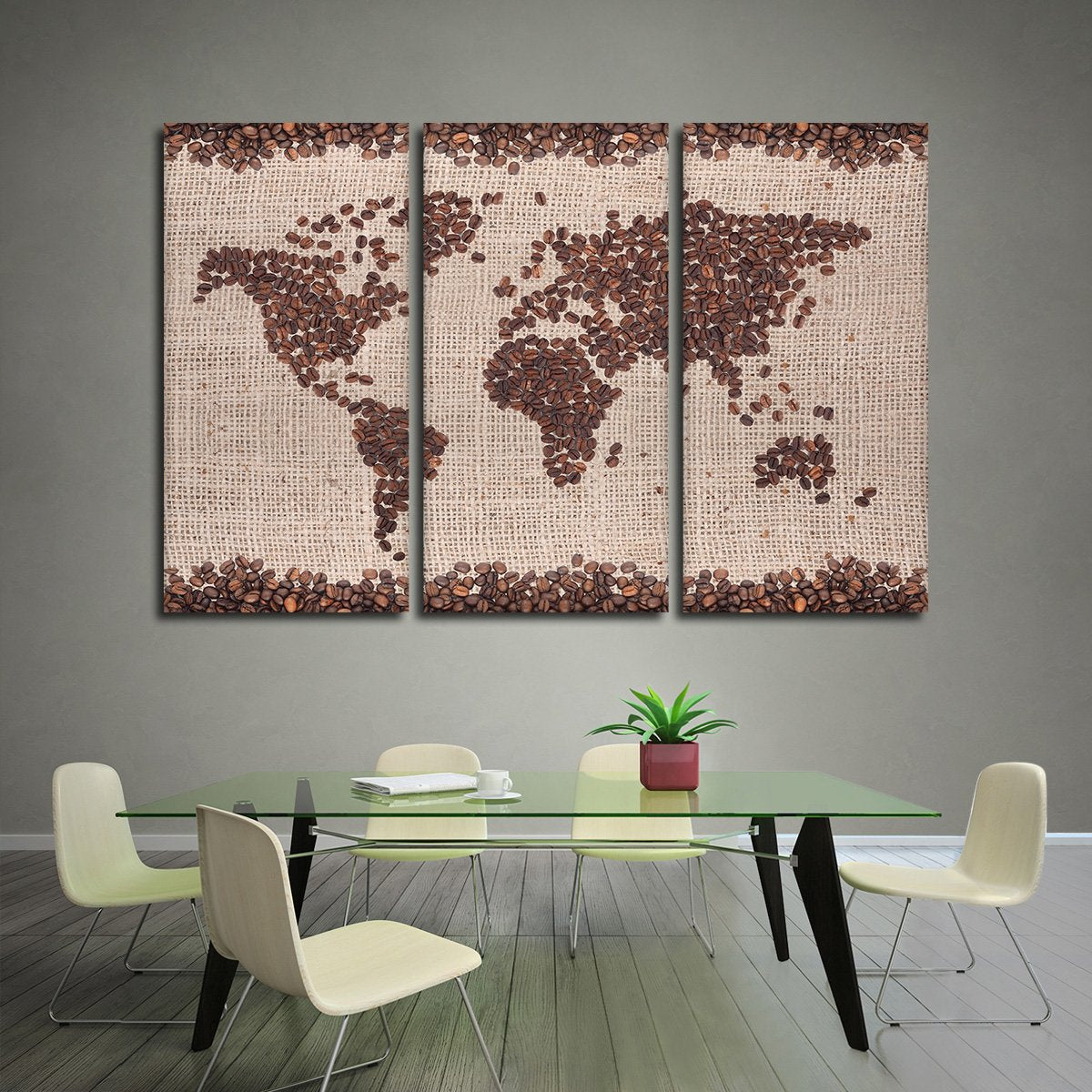 Coffee Map Multi Panel Canvas Wall Art
