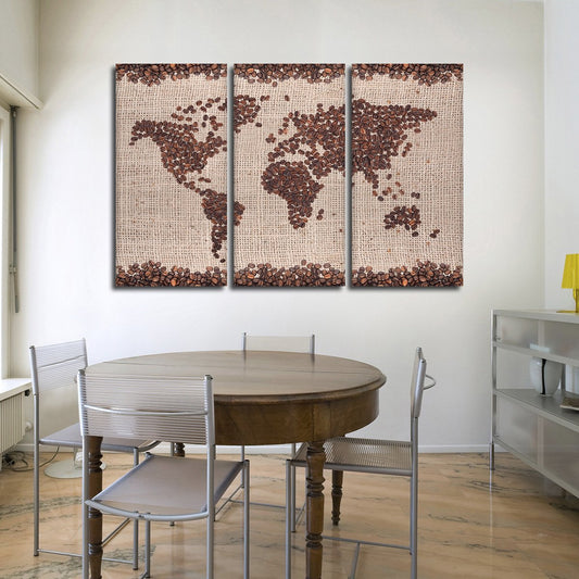 Coffee Map Multi Panel Canvas Wall Art