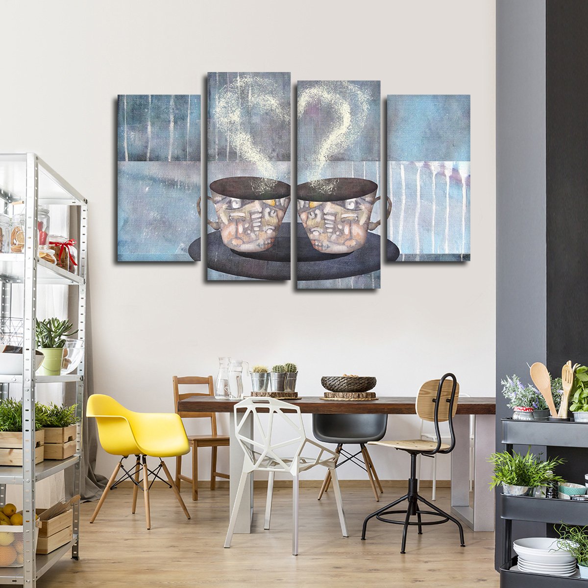 Coffee For Two Multi Panel Canvas Wall Art
