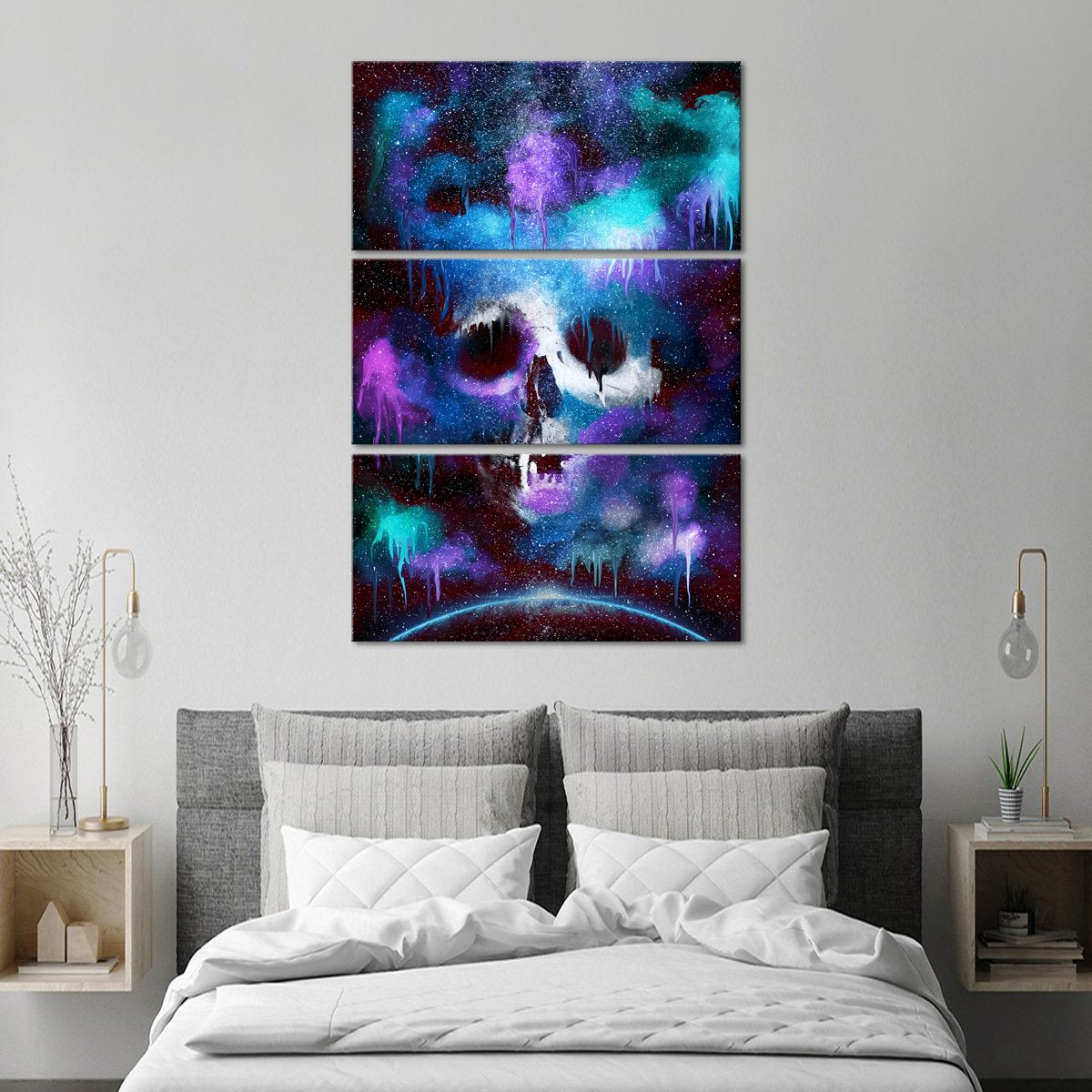 Color Splash Skull Multi Panel Canvas Wall Art