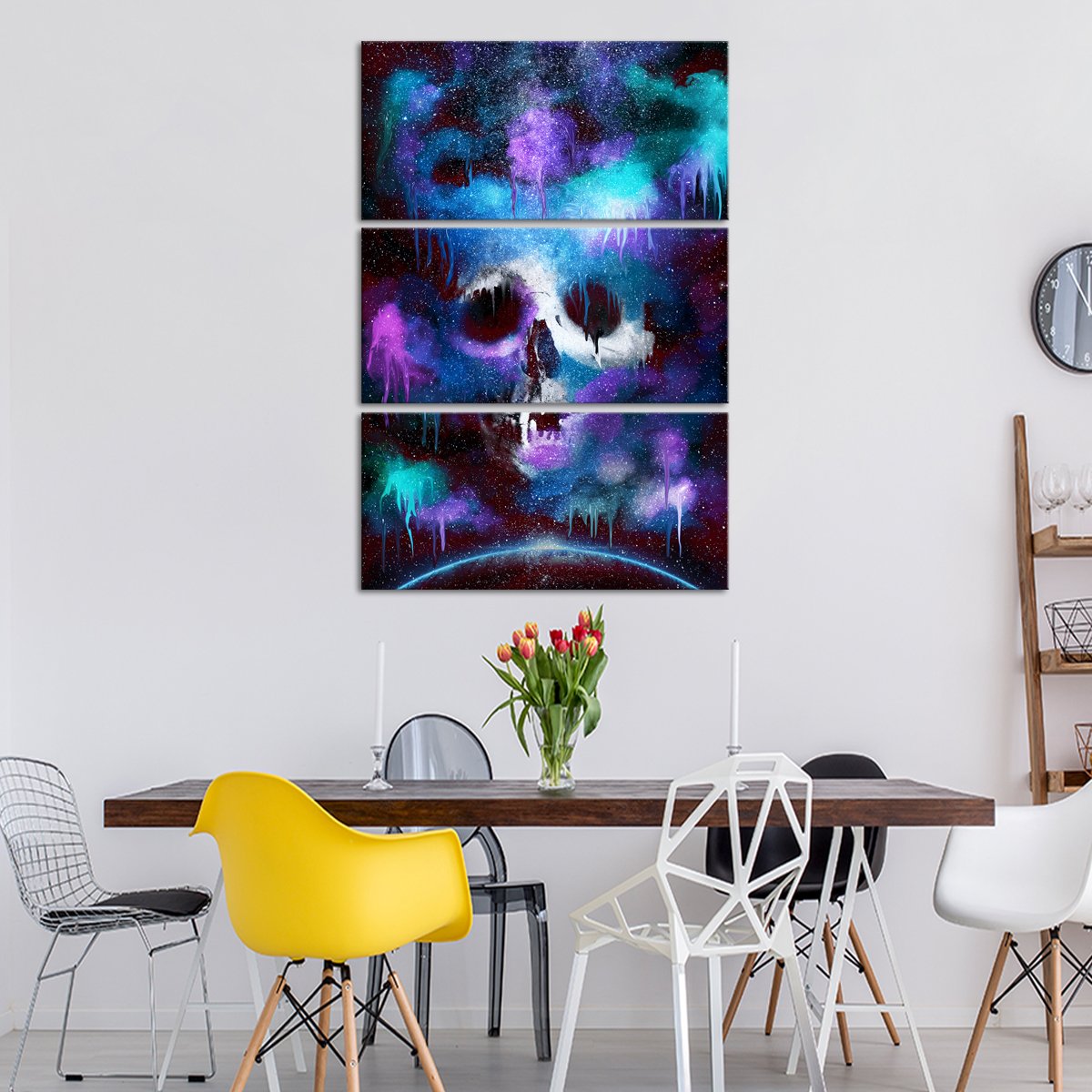 Color Splash Skull Multi Panel Canvas Wall Art