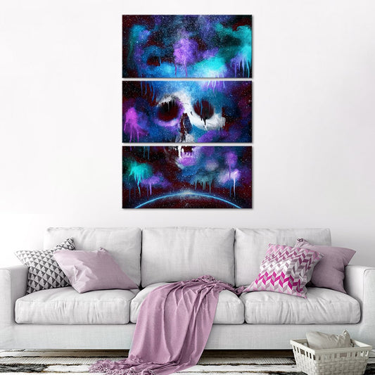 Color Splash Skull Multi Panel Canvas Wall Art