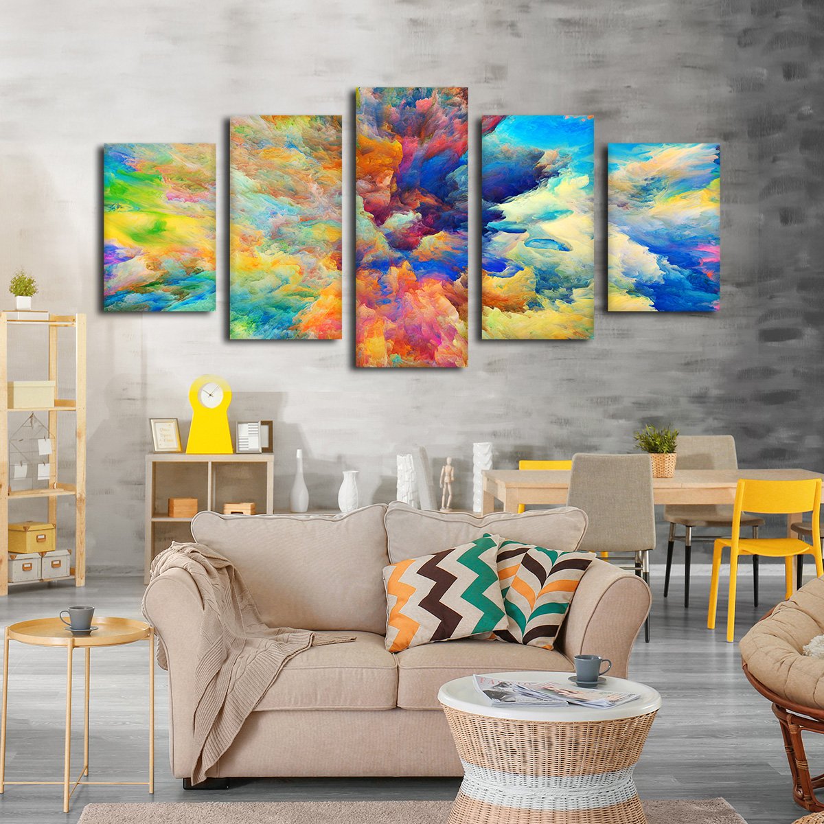 Color Explosion Multi Panel Canvas Wall Art