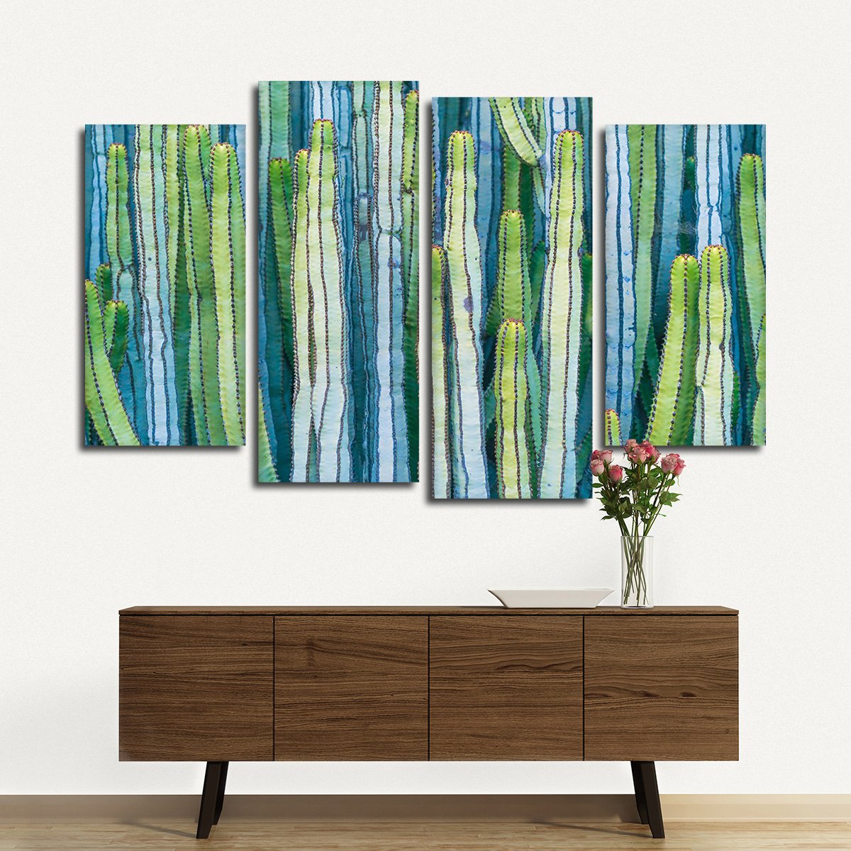 Colored Cacti Multi Panel Canvas Wall Art