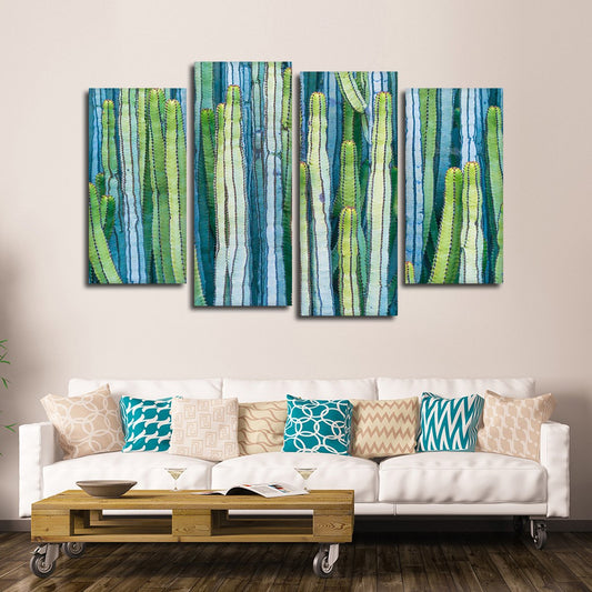 Colored Cacti Multi Panel Canvas Wall Art