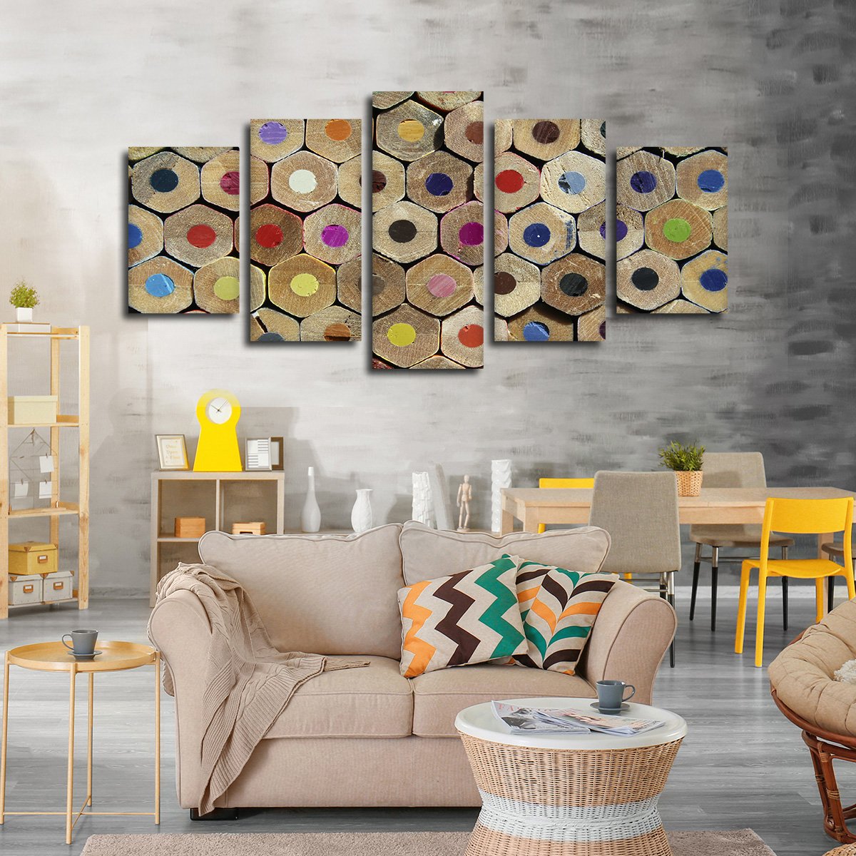 Colored Pencils Multi Panel Canvas Wall Art