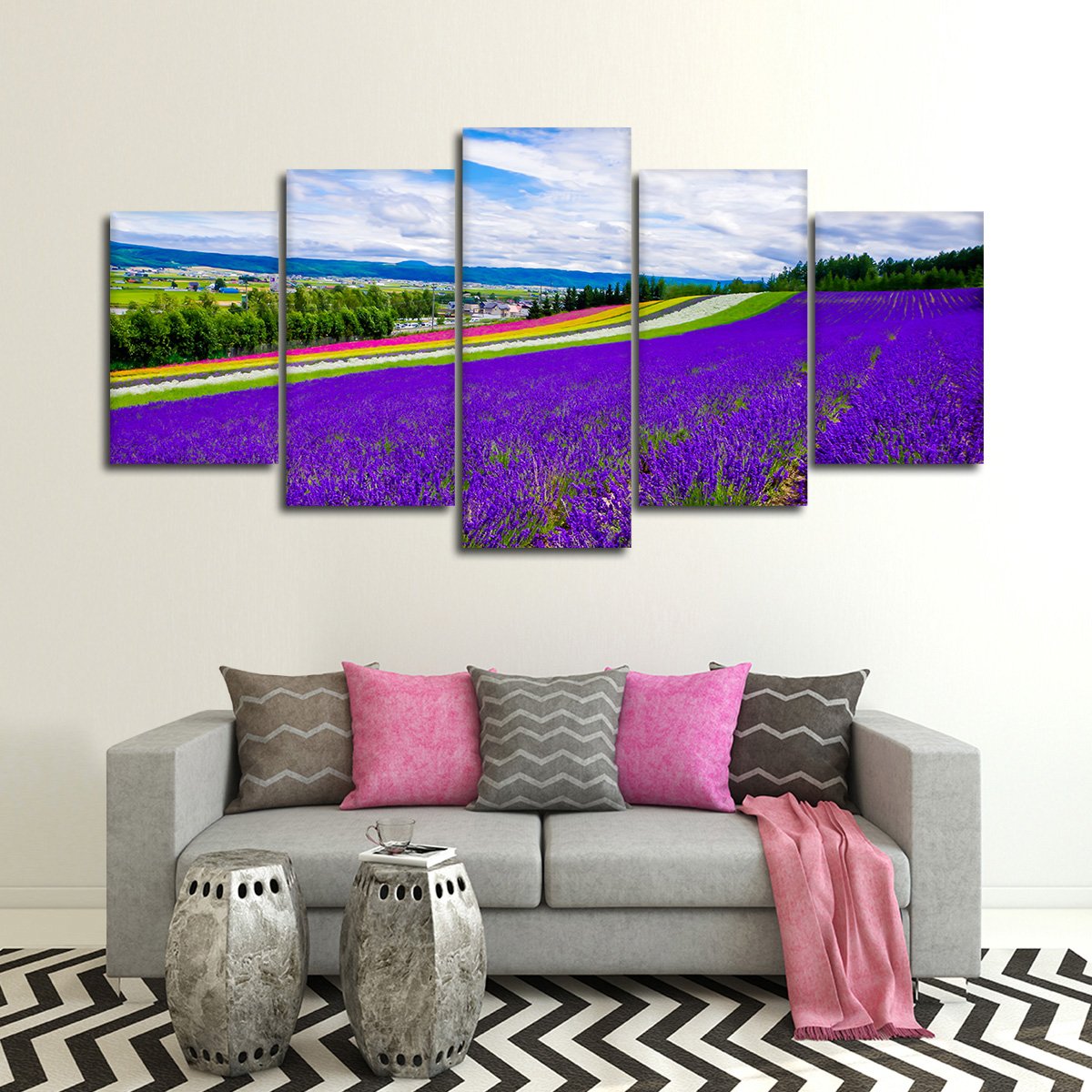 Colorful Fields Multi Panel Canvas Wall Art