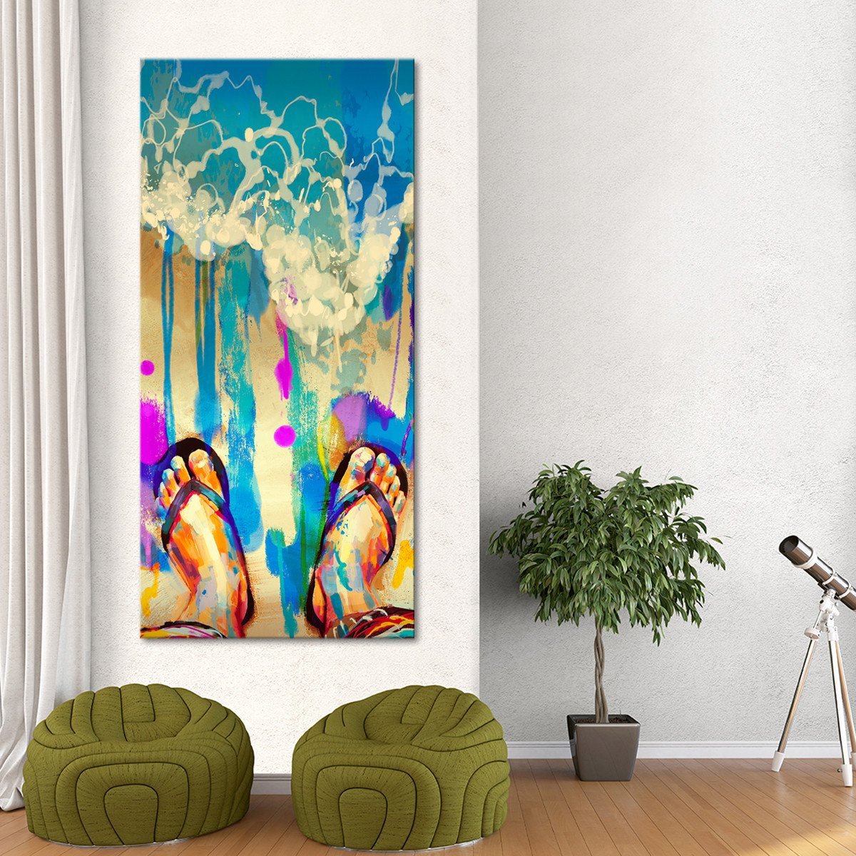 Colorful Flip Flops Multi Panel Canvas Wall Art