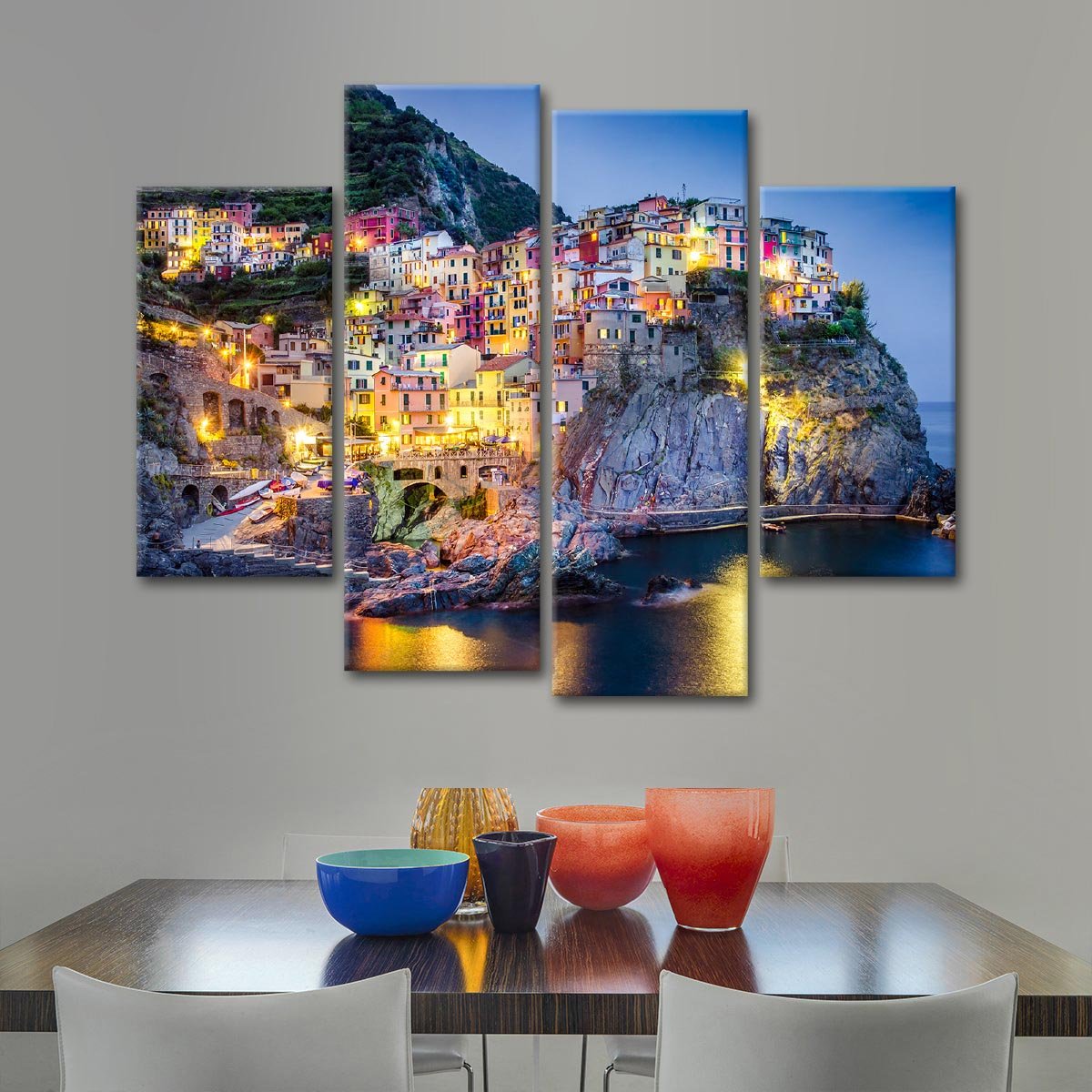 Colorful Village Multi Panel Canvas Wall Art